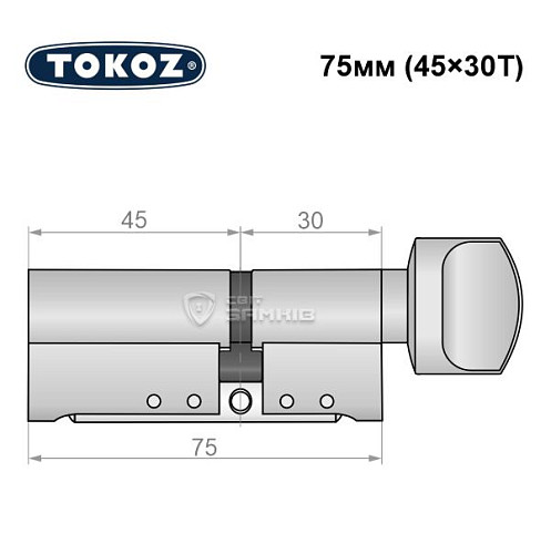 Циліндр TOKOZ Pro300 75T (45*30T) нікель матовий - Фото №6