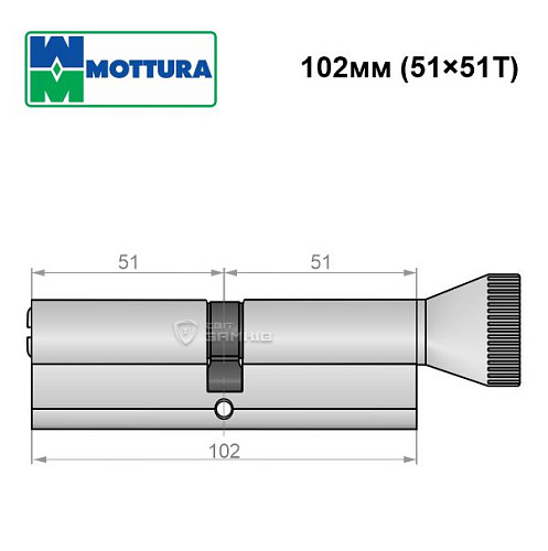 Цилиндр MOTTURA Project DPC1F 102T (51*51T) никель матовый - Фото №5
