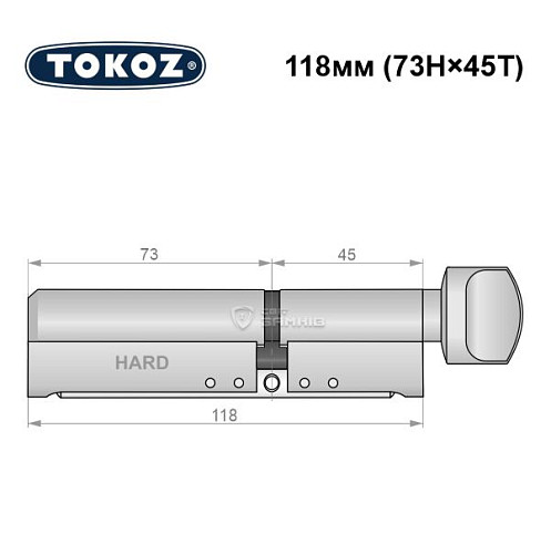 Циліндр TOKOZ Pro400 118T (73H*45T) (H - гартована сторона) нікель матовий - Фото №5