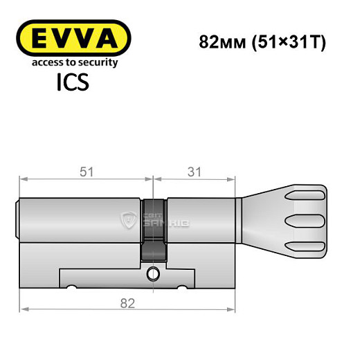 Цилиндр EVVA ICS 82T (51*31T) никель сатин - Фото №7