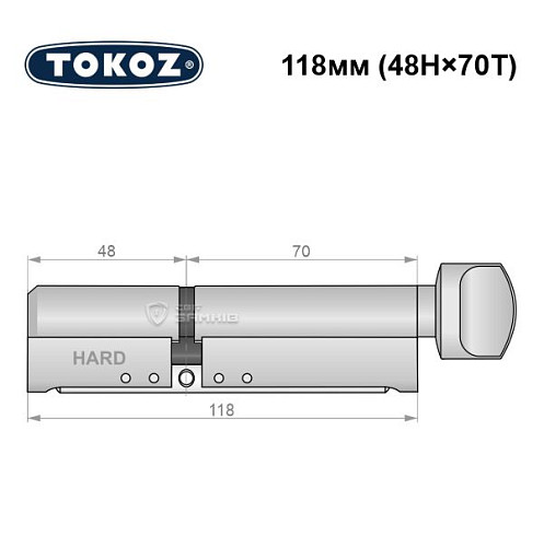 Циліндр TOKOZ Pro400 118T (48H*70T) (H - гартована сторона) нікель матовий - Фото №5