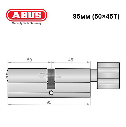 Циліндр ABUS X12R 95T (50*45T) нікель сатин - Фото №6