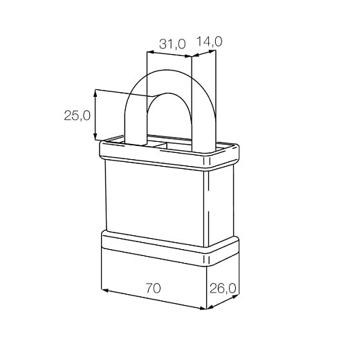 Замок навісний CISA 28050.70 (70 мм, 2 ключа) - Фото №9