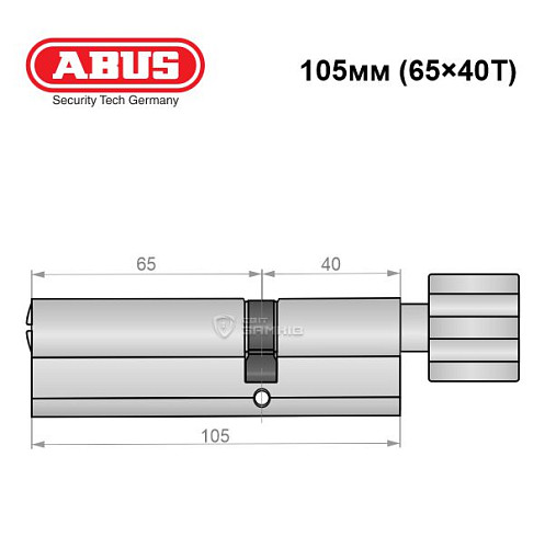 Цилиндр ABUS X12R 105T (65*40T) никель сатин - Фото №6
