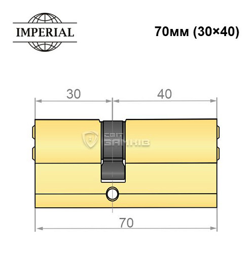Цилиндр IMPERIAL 70 (30*40) полированная латунь - Фото №4