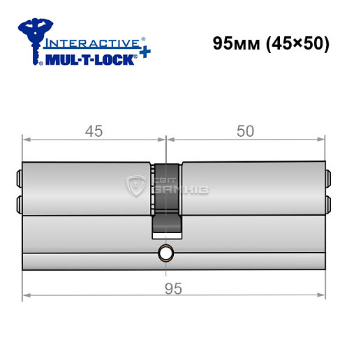 Циліндр MUL-T-LOCK MTL600/Interactive+ 95 (45*50) нікель сатин - Фото №5
