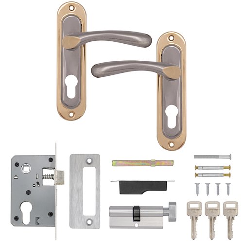 Комплект замка HI-Luke LP04-H39 (BS40*50мм) PZ BN/GP чорний нікель/золото			 - Фото №6