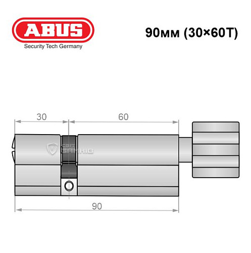 Циліндр ABUS Bravus 4000 Compact 90T (30*60T) нікель сатин - Фото №8