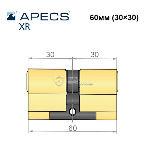 Цилиндр APECS XR 60 (30*30) латунь матовая - Фото №4