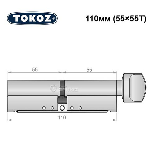 Циліндр TOKOZ Pro300 110T (55*55T) нікель матовий - Фото №6