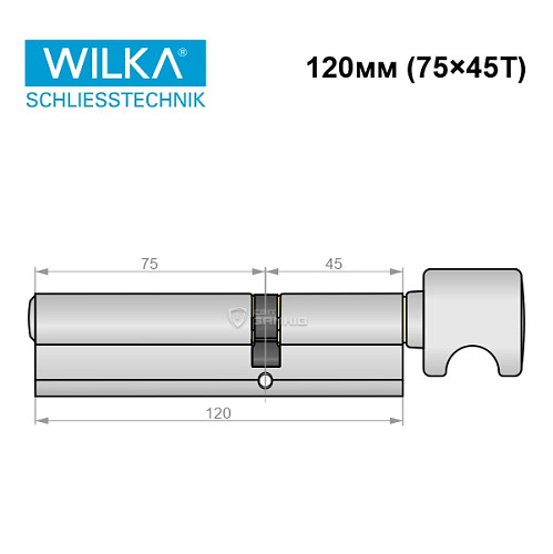 Цилиндр WILKA 1405 A 120T (75*45T) никель - Фото №8