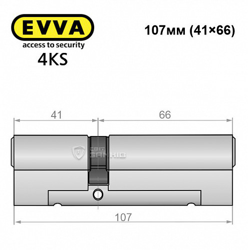 Цилиндр EVVA 4KS 107 (41*66) никель сатин 5 ключей - Фото №4