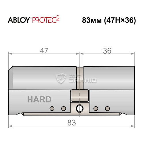 Цилиндр ABLOY Protec2 83 (47H*36) (H - закаленная сторона) хром полированный - Фото №4