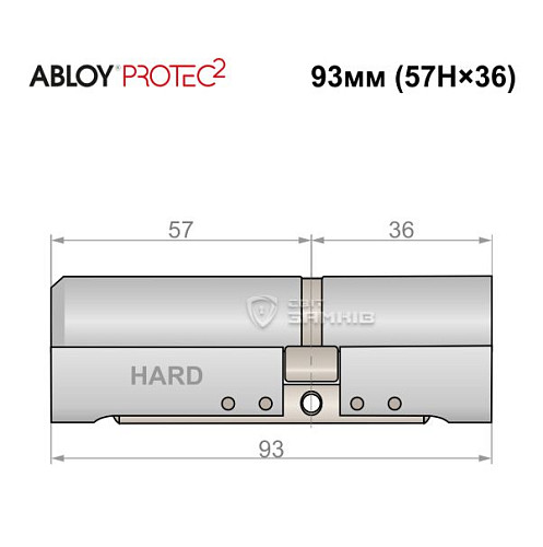 Циліндр ABLOY Protec2 93 (57H*36) (H - гартована сторона) хром полірований - Фото №4
