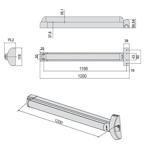 Антипаніка врізна CISA Fast Touch 59711.00 1200 мм червона - Фото №17