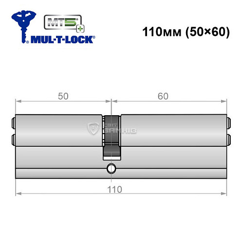 Цилиндр MUL-T-LOCK MTL800/MT5 + MOD 110 (50*60) (модульный) никель сатин - Фото №5