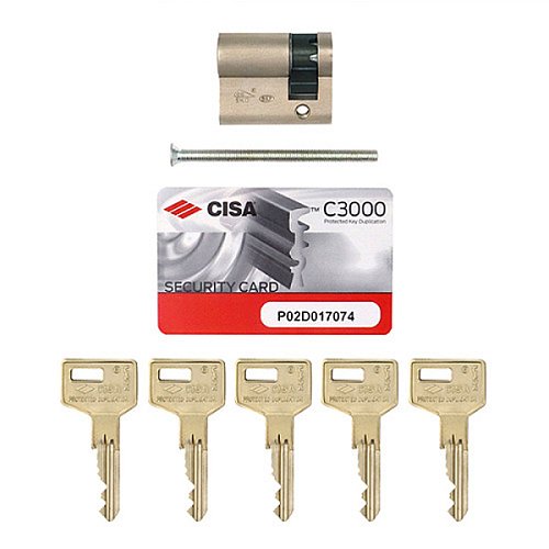 Циліндр половинка CISA C3000 40 (30*10) нікель матовий 5 ключів - Фото №11
