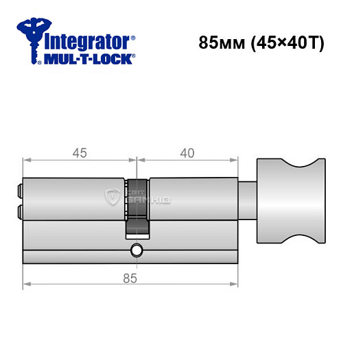 Цилиндр MUL-T-LOCK Integrator 85T (45*40T) никель сатин - Фото №6