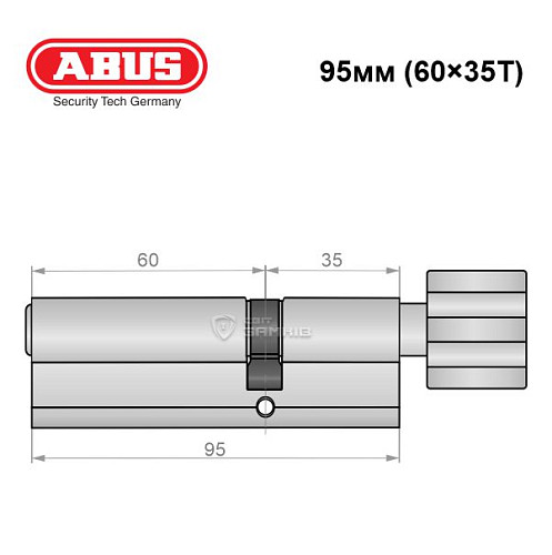 Циліндр ABUS S60P 95T (60*35T) нікель - Фото №7