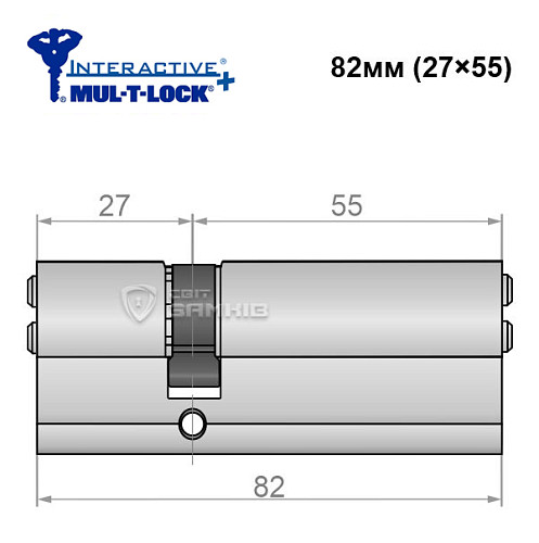 Циліндр MUL-T-LOCK MTL600/Interactive+ 82 (27*55) (ан. 30*50) нікель сатин - Фото №5
