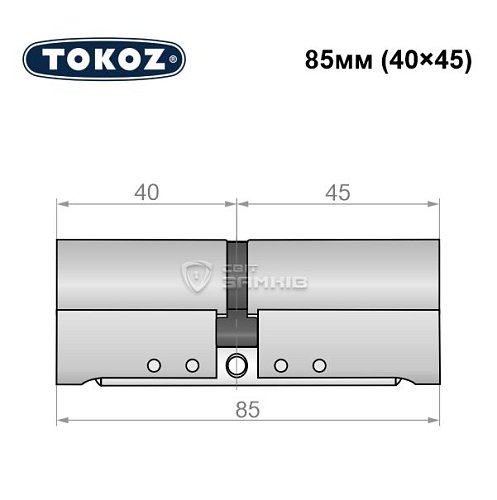 Циліндр TOKOZ Pro300 85 (40*45) нікель матовий - Фото №8