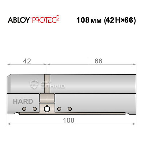 Цилиндр ABLOY Protec2 108 (42H*66) (H - закаленная сторона) хром полированный - Фото №4