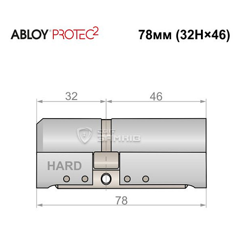 Циліндр ABLOY Protec2 78 (32H*46) (H - гартована сторона) хром полірований - Фото №4