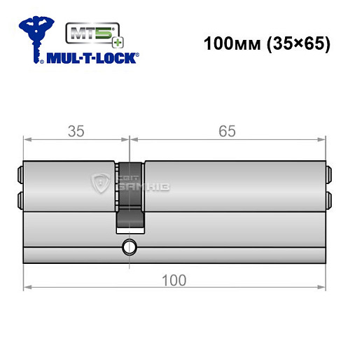 Цилиндр MUL-T-LOCK MTL800/MT5 + MOD 100 (35*65) (модульный) никель сатин - Фото №5