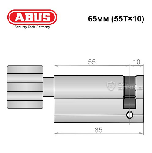 Цилиндр половинка ABUS X12R 65T (55T*10) никель сатин - Фото №2