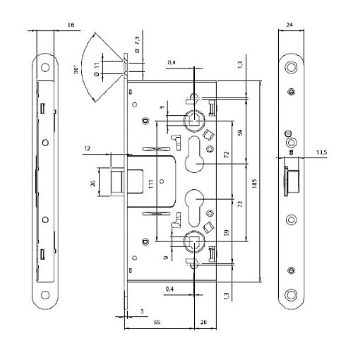 Электромеханический замок TESA CF6STRSR9ZCEROB (BS65*72мм) - Фото №7