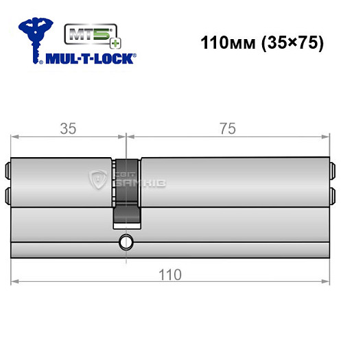Цилиндр MUL-T-LOCK MTL800/MT5 + MOD 110 (35*75) (модульный) никель сатин - Фото №5