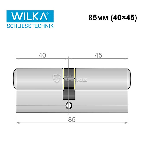 Циліндр WILKA 1400 A 85 (40*45) нікель - Фото №7