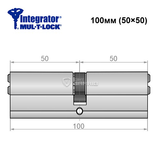 Цилиндр MUL-T-LOCK Integrator 100 (50*50) никель сатин - Фото №5