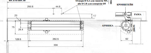 Дотягувач RYOBI DS-3550 BC/DA STD HO з фіксацією до 100кг Сірий - Фото №12