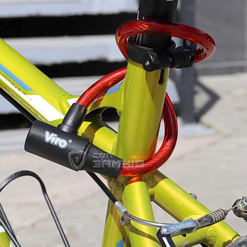 Велосипедный замок VIRO Moto Elba с тросом 45см 2 ключа - Фото №6