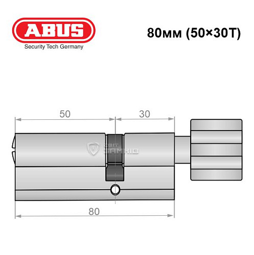 Цилиндр ABUS X12R 80T (50*30T) никель сатин - Фото №6