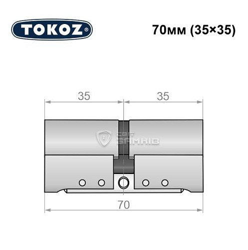 Циліндр TOKOZ Pro300 70 (35*35) нікель матовий - Фото №5