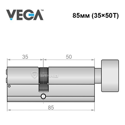 Цилиндр VEGA VP-7 85T (35*50T) никель сатин - Фото №5