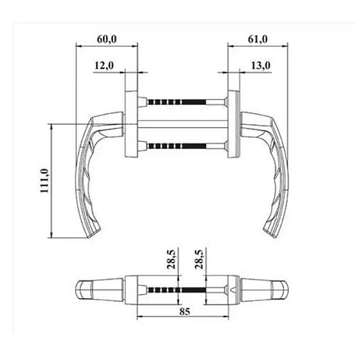 Ручка балконная ASTEX Antey BHS 4/3 симметричная (комплект) белая - Фото №2
