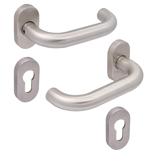 Ручки на розеті CISA PL Oval овальна розета 07070.80 нержавіюча сталь - Фото №1