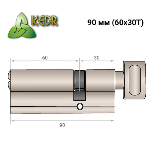 Циліндр KEDR Brass 90T (60*30T) ZCN нікель - Фото №8