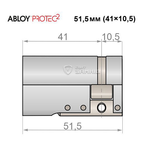 Циліндр половинка ABLOY Protec2 51,5 (41*10,5) хром полірований 3 ключа - Фото №5