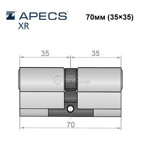Цилиндр APECS XR 70 (35*35) никель сатин - Фото №4