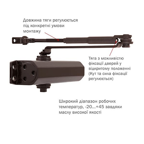 Дотягувач RYOBI DS-2005V BC STD HO з фіксацією до 100кг Коричневий - Фото №5