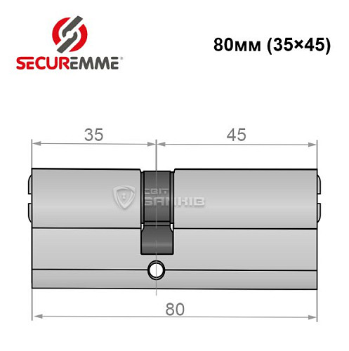 Циліндр SECUREMME K2 80 (35*45) матовий хром - Фото №5