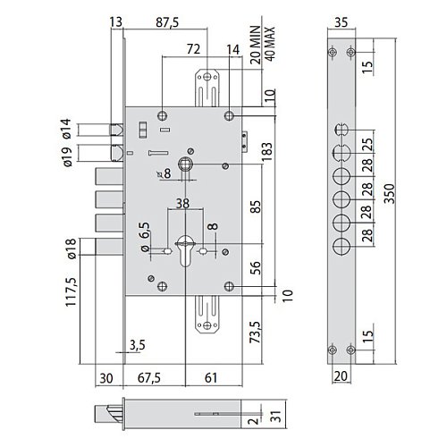 Електромеханічний замок CISA 15535 (BS67,5*85мм) - Фото №7