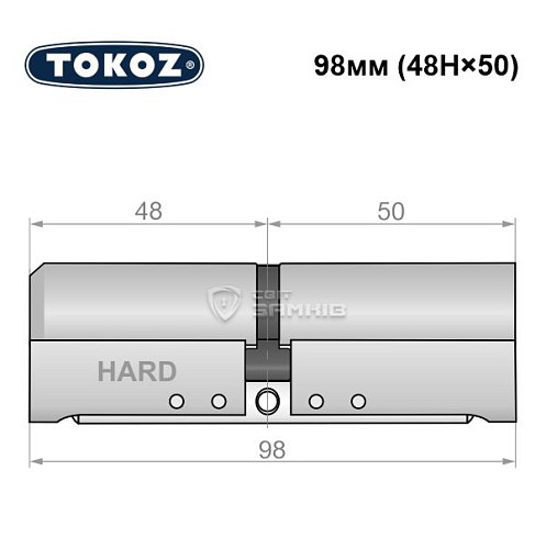 Циліндр TOKOZ Pro400 98 (48H*50) (H - гартована сторона) нікель матовий - Фото №5