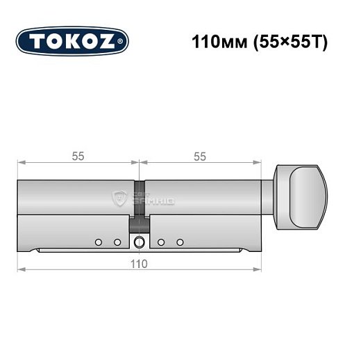 Циліндр TOKOZ Pro300 110T (55*55T) нікель матовий - Фото №8