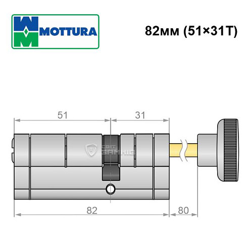 Циліндр MOTTURA Champions Pro CP4P 82T (51*31T) матовий хром - Фото №6