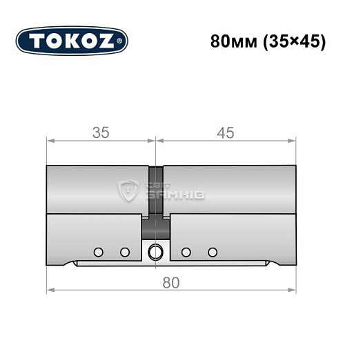 Циліндр TOKOZ Pro300 80 (35*45) нікель матовий - Фото №6